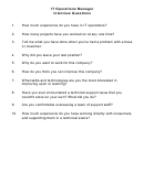 It Operations Manager Interview Questions