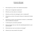 Restaurant Manager Interview Questions