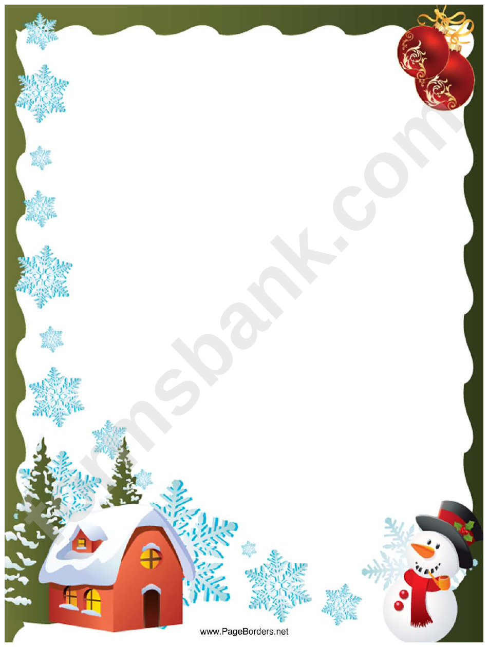 Snowflakes And Snowman Christmas Page Border Template