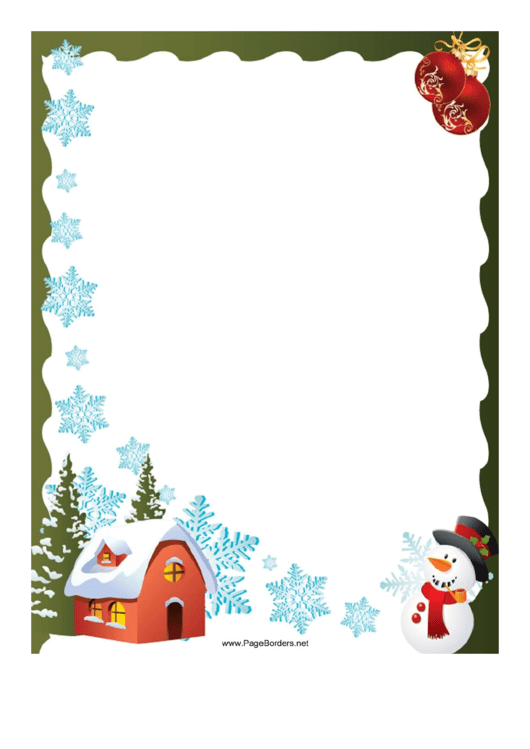 Snowflakes And Snowman Christmas Page Border Template Printable pdf