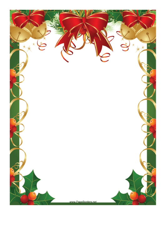 Ribbons Bells And Holly Christmas Page Border Template