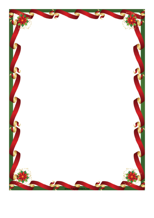 Ribbons And Poinsettia Christmas Page Border Template