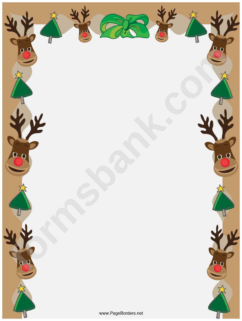 Reindeer And Trees Christmas Page Border Template