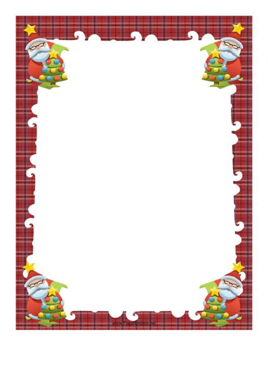Santas And Trees Christmas Page Border Template Printable pdf