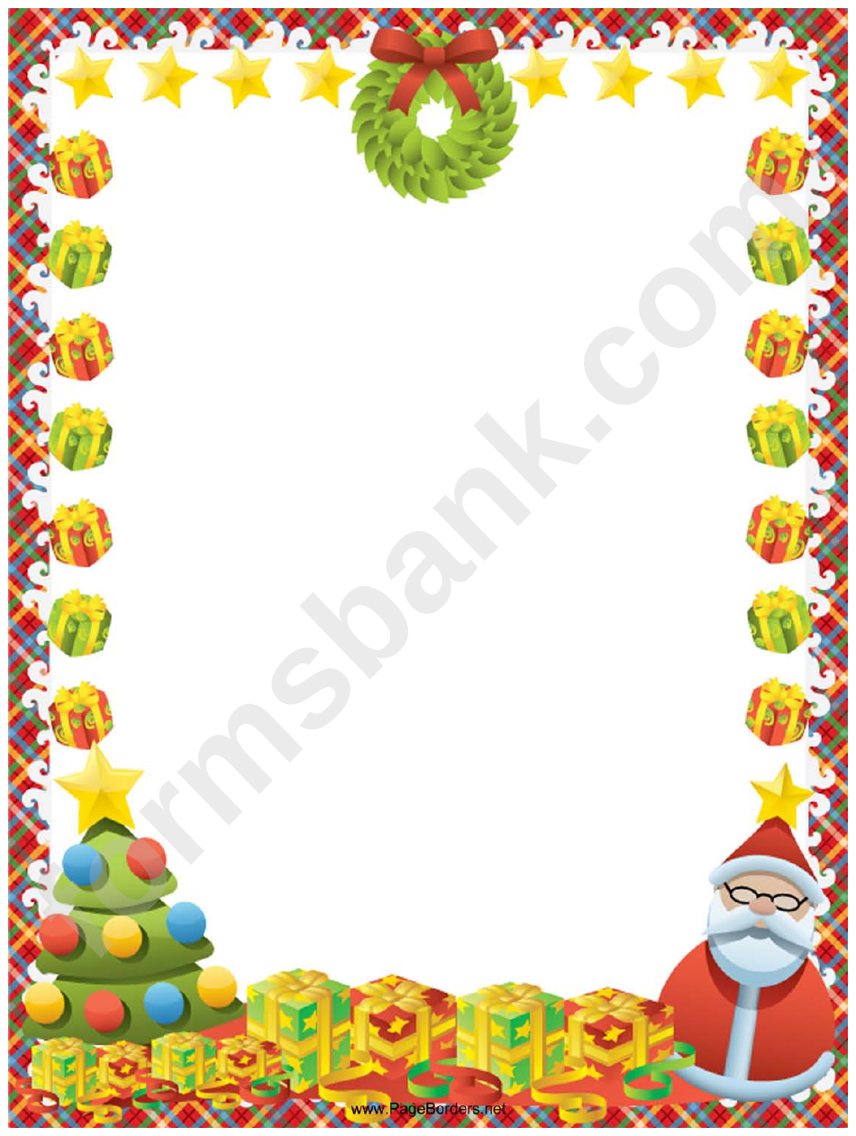 Wreath And Gifts Christmas Page Border Template