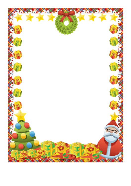 Wreath And Gifts Christmas Page Border Template Printable pdf