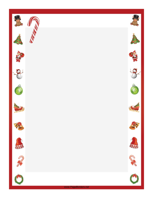 Candy Canes Christmas Page Border Template Printable pdf