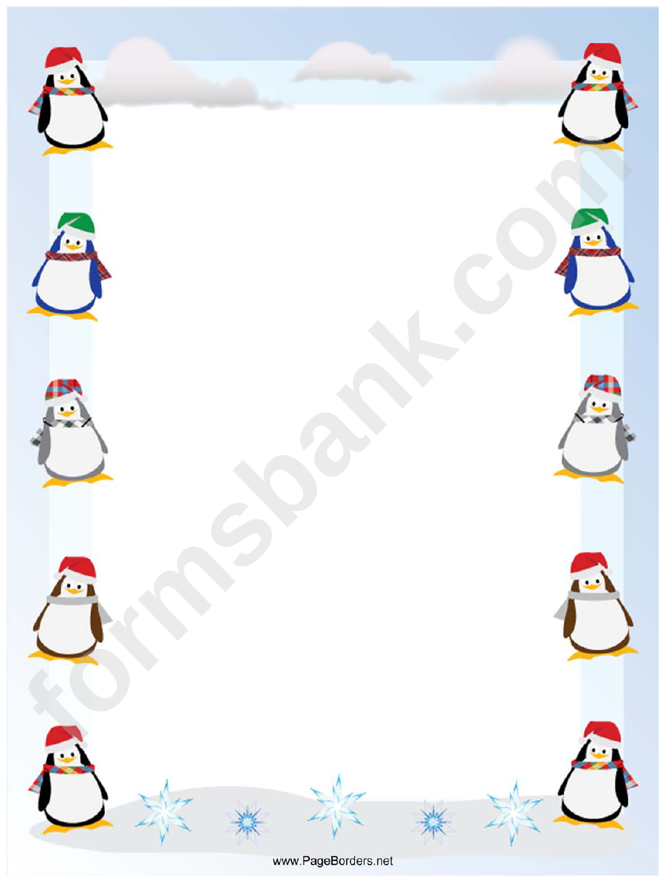 Penguins Christmas Page Border Template