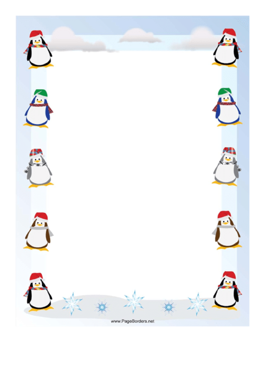 Penguins Christmas Page Border Template Printable pdf