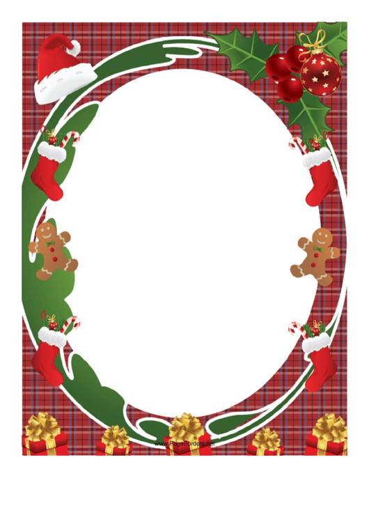 Santa Hat And Holly Christmas Page Border Template Printable pdf