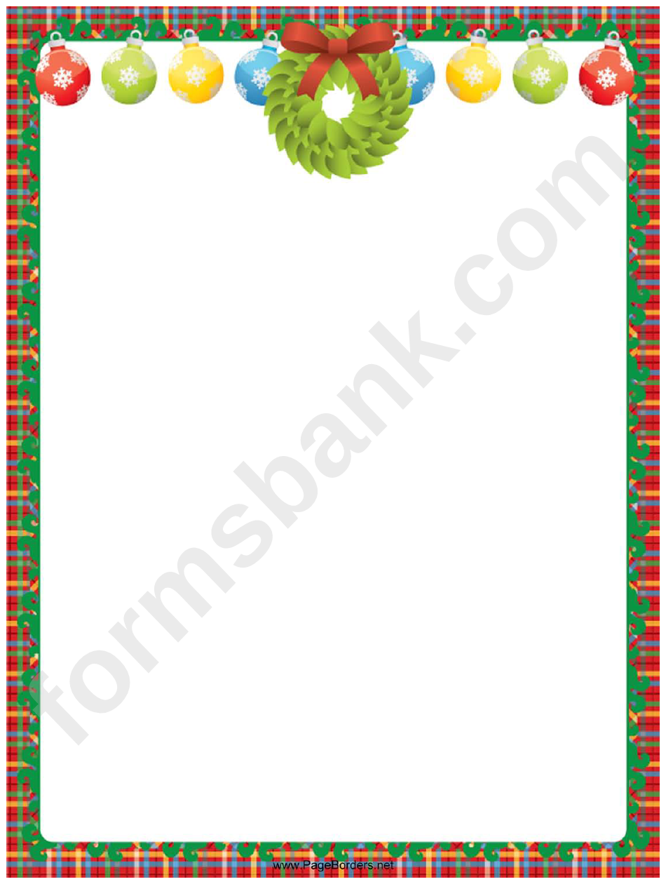 Ornaments And Wreath Christmas Page Border Template