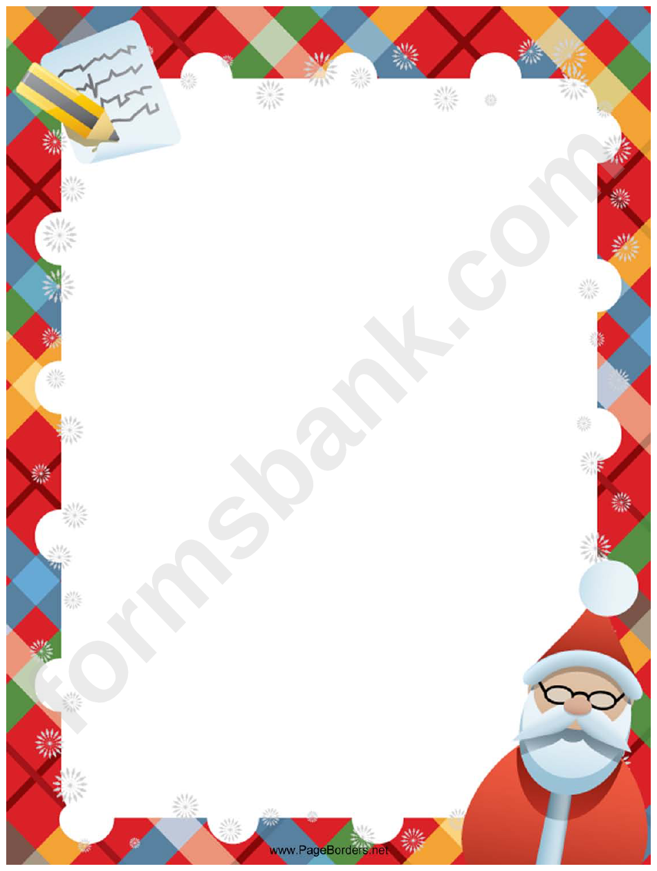 Santa List Christmas Page Border Template printable pdf download