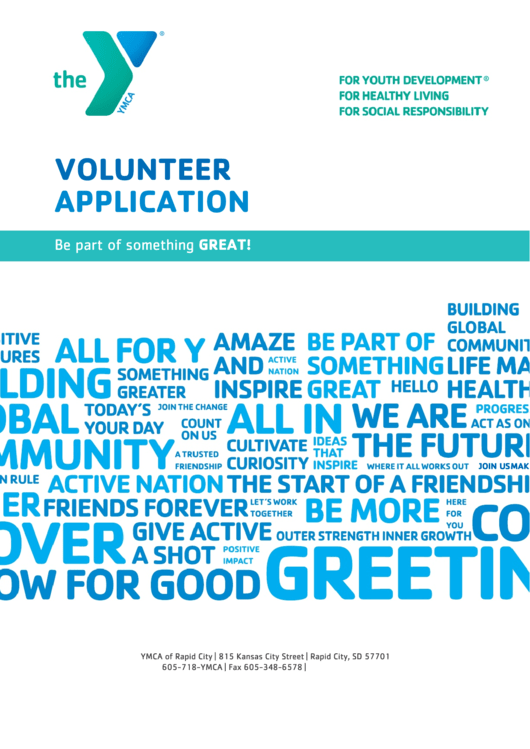 Ymca Of Rapid City Volunteer Application Form Printable pdf