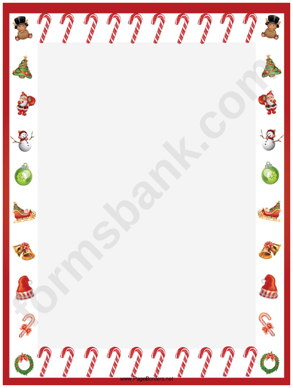 Festive Candy Canes Christmas Page Border Template