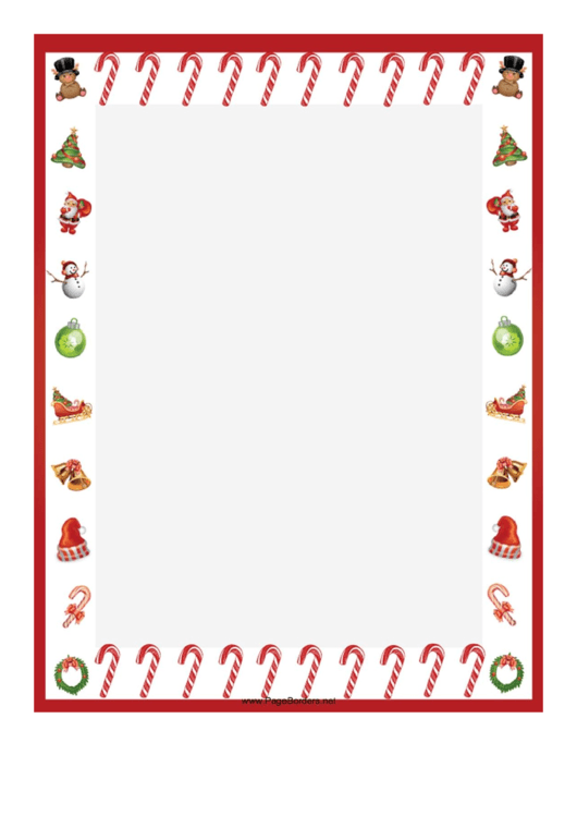 Festive Candy Canes Christmas Page Border Template Printable pdf