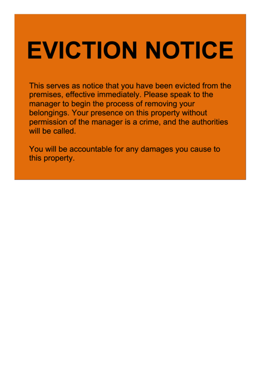 Eviction Notice Printable pdf