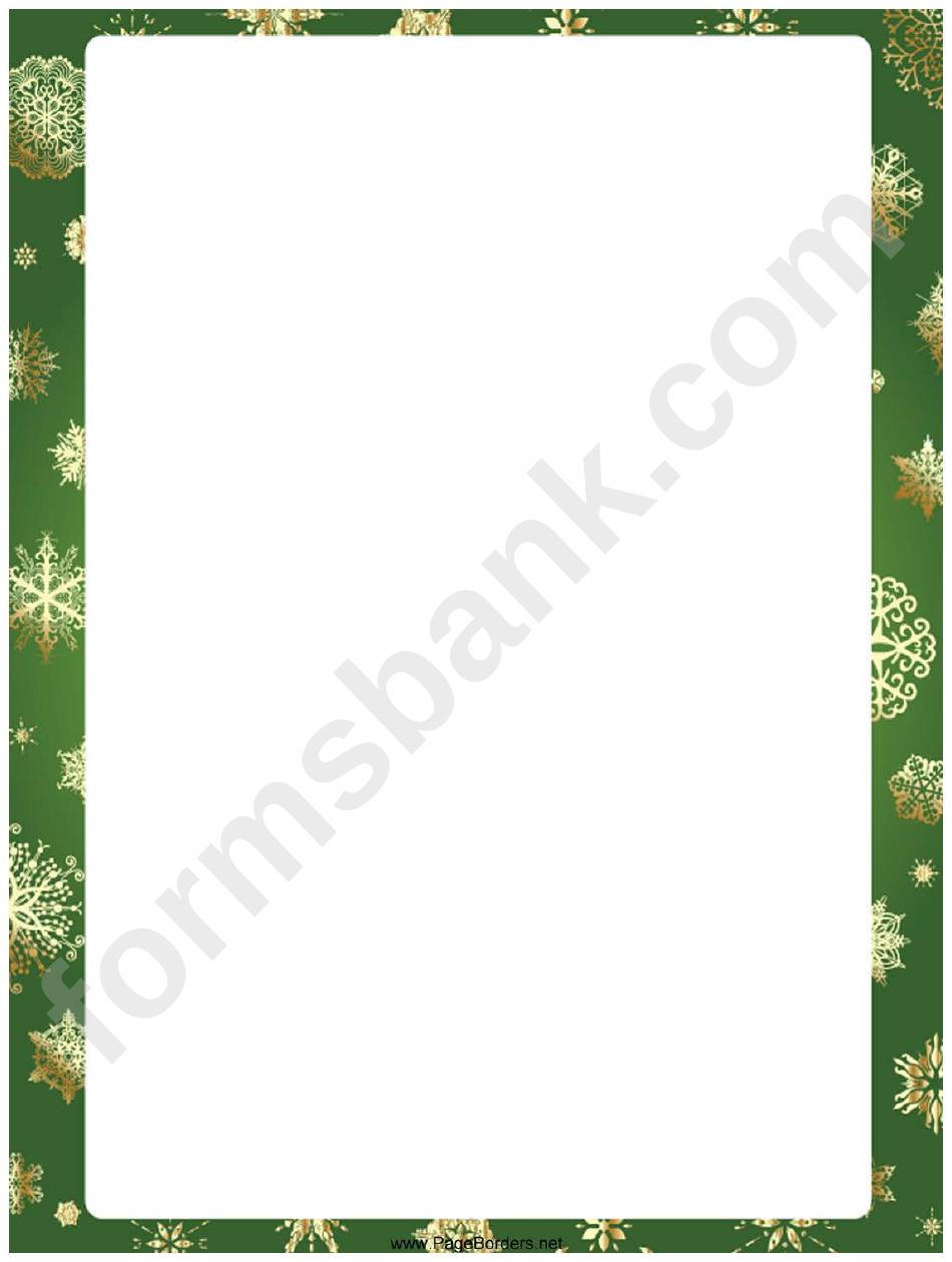 Green Snowflakes Christmas Page Border Template