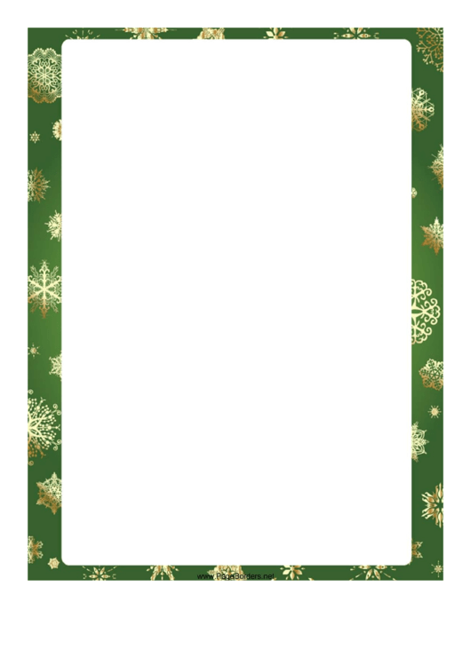 Green Snowflakes Christmas Page Border Template Printable pdf