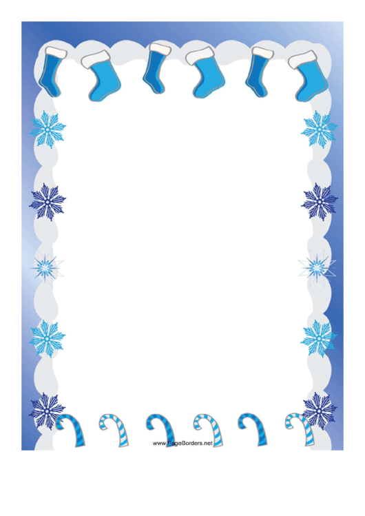 Stockings And Snowflakes Christmas Page Border Template Printable pdf