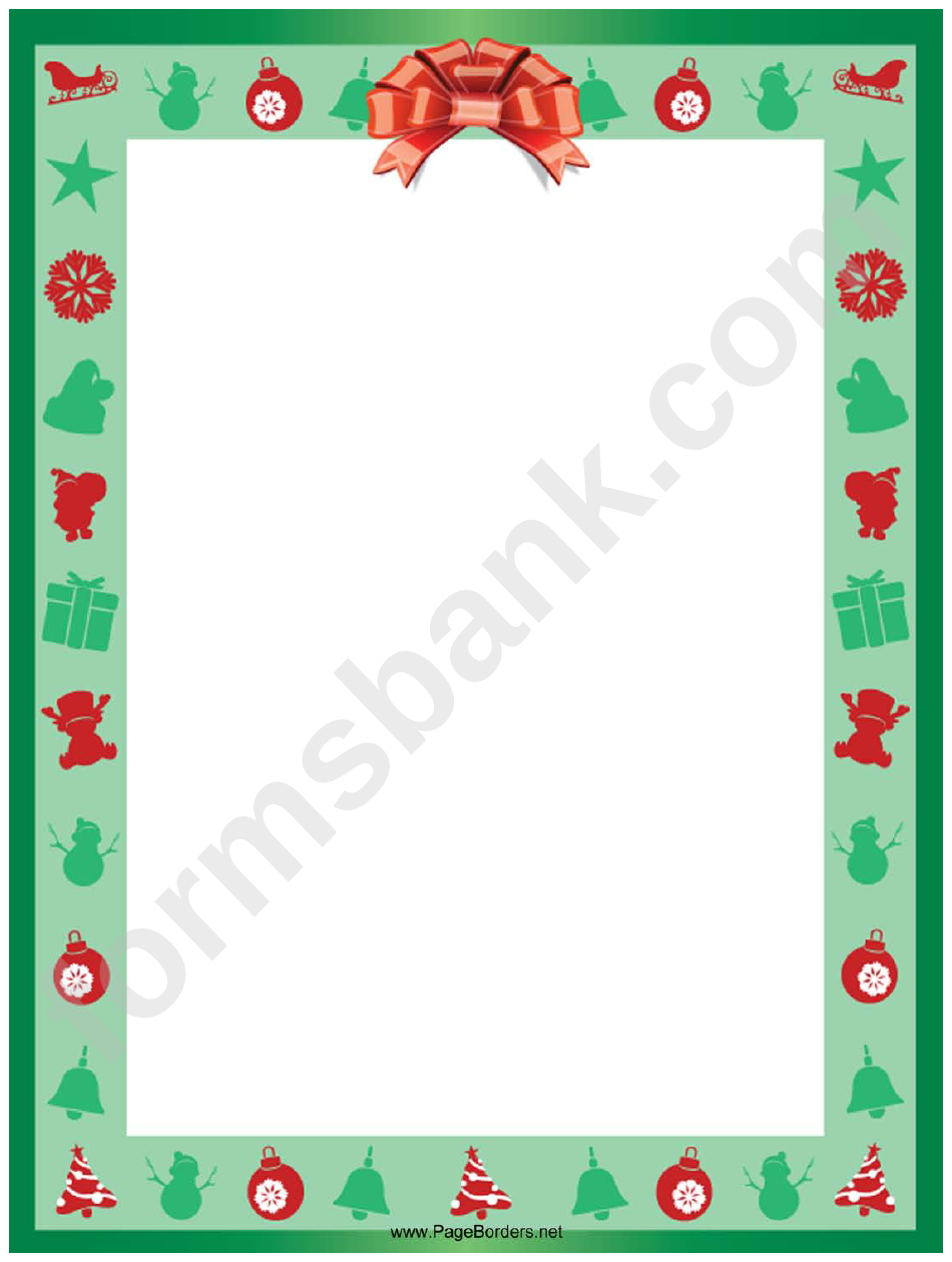Red Ribbon Christmas Page Border Template