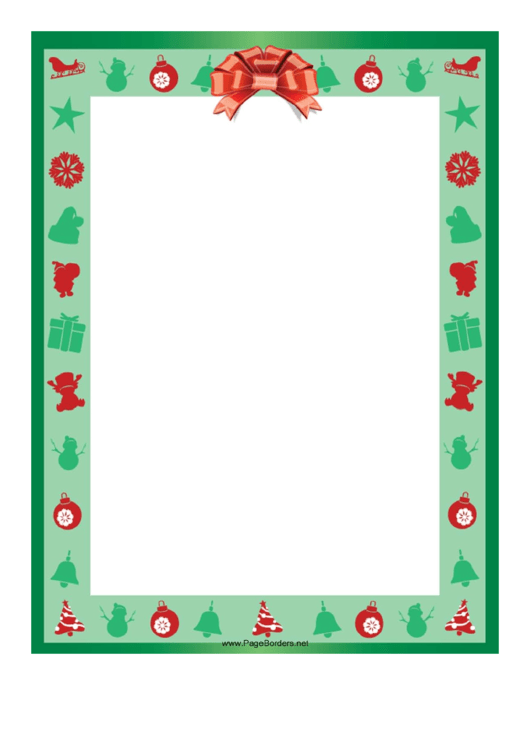 Red Ribbon Christmas Page Border Template Printable pdf