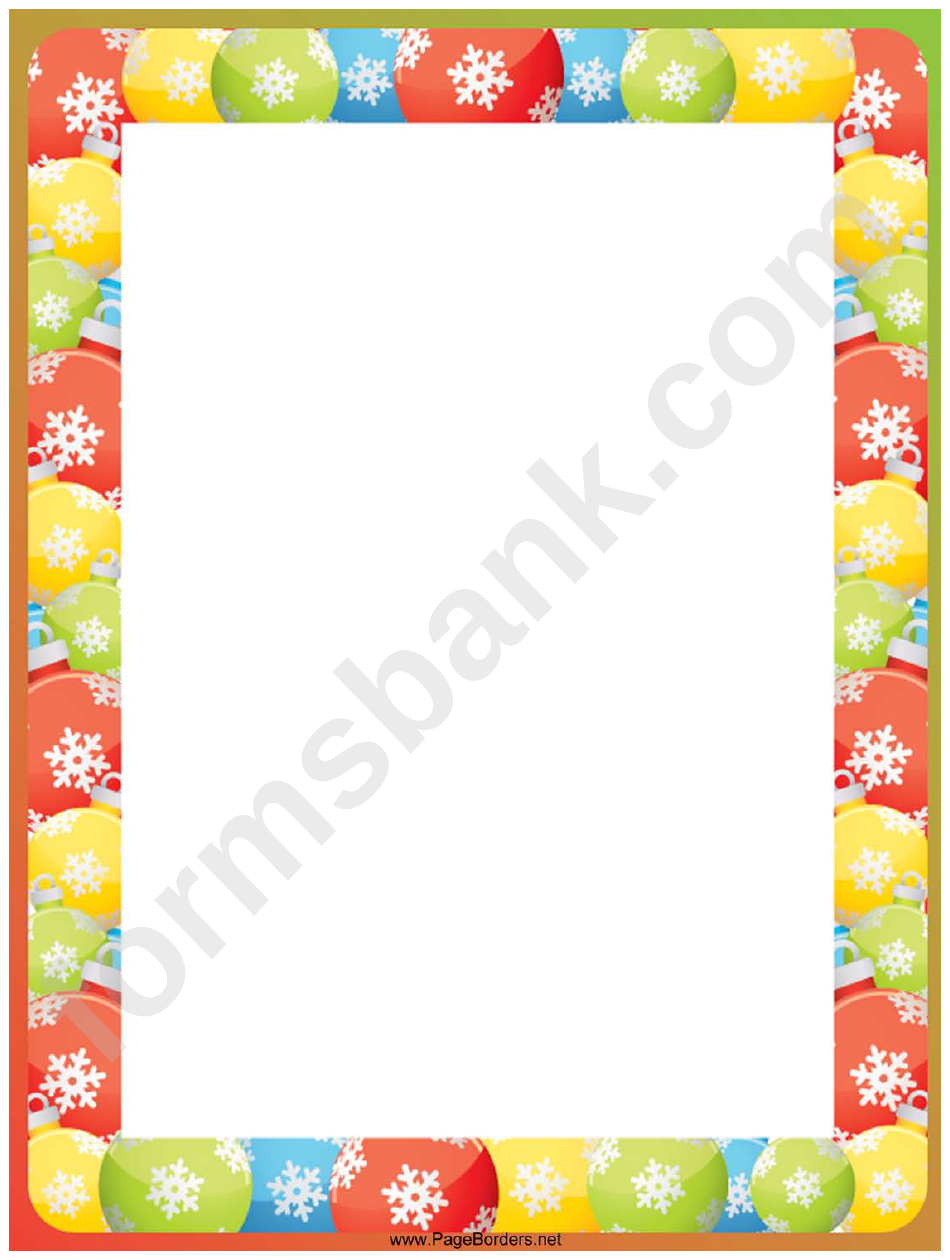 Snowflakes And Ornaments Christmas Page Border Template