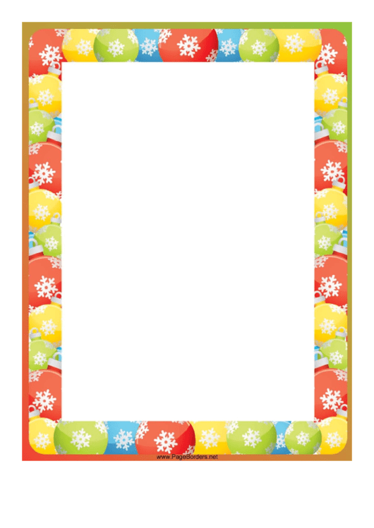 Snowflakes And Ornaments Christmas Page Border Template Printable pdf