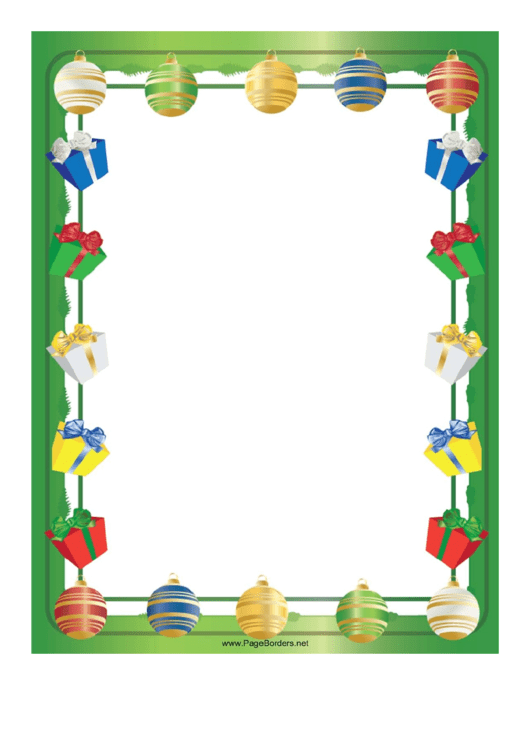 Gifts And Ornaments Christmas Page Border Template Printable pdf