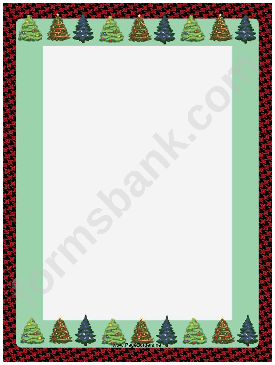 Trees On Houndstooth Christmas Page Border Template