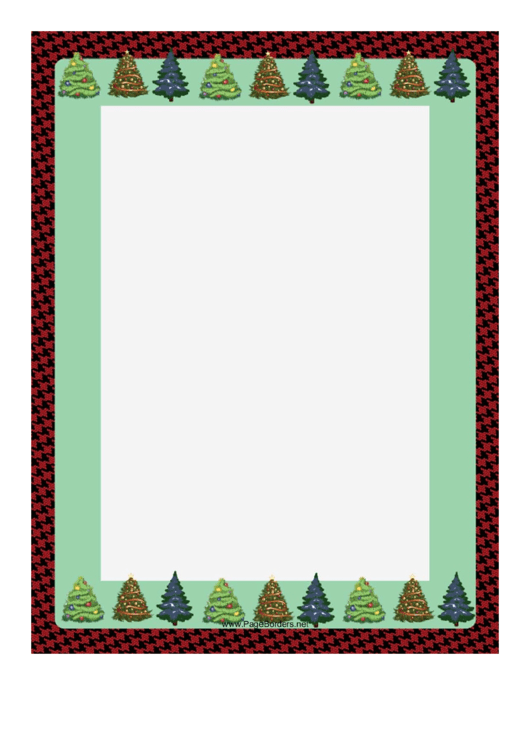 Trees On Houndstooth Christmas Page Border Template Printable pdf