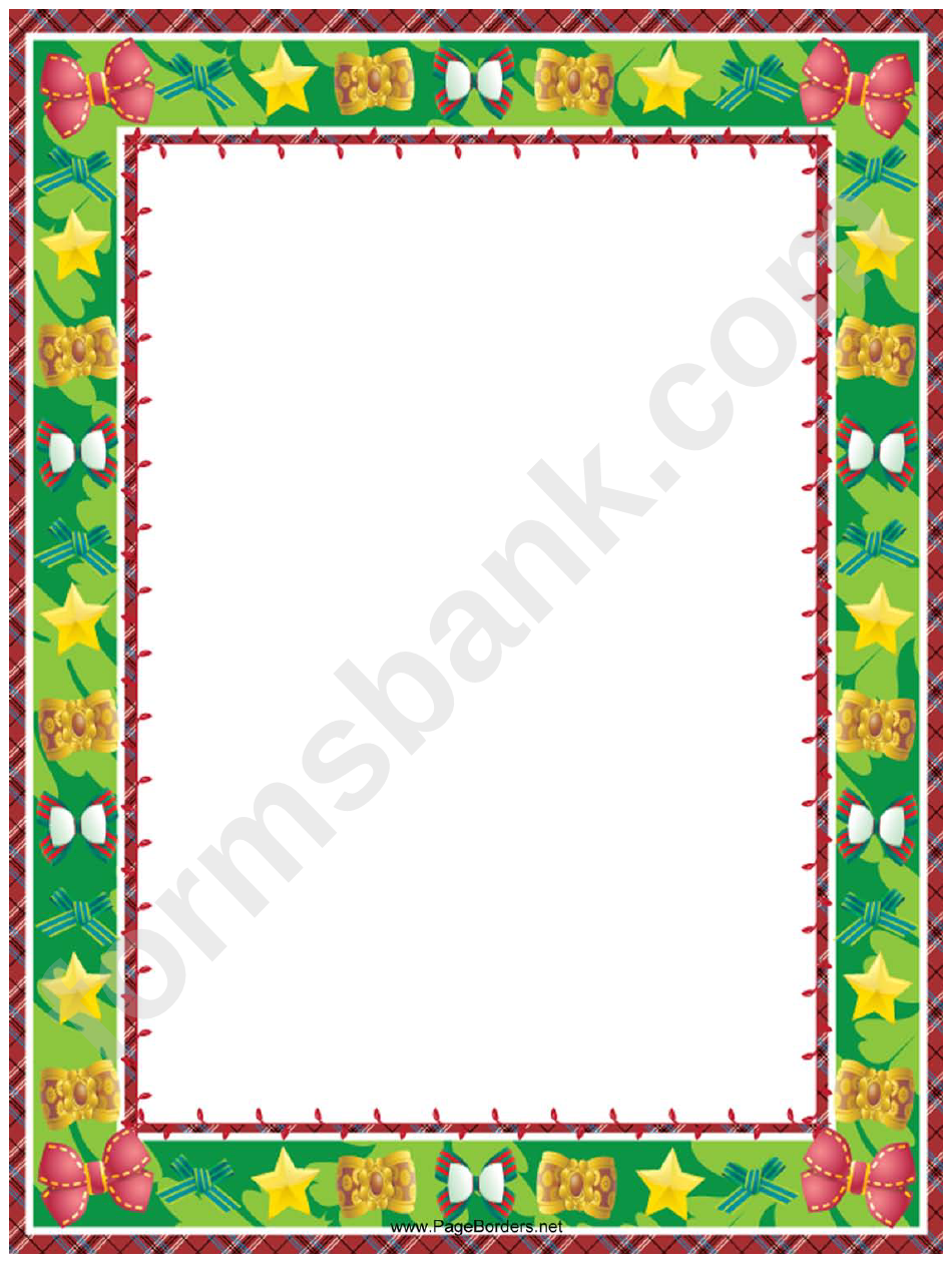Stars And Bows Christmas Page Border Template
