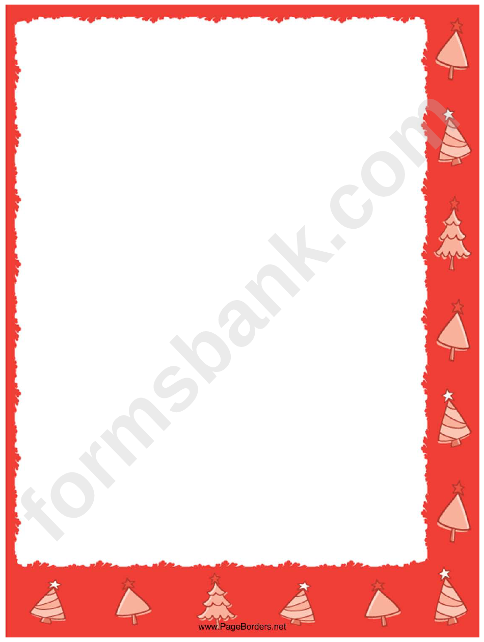 Red Trees Christmas Page Border Template