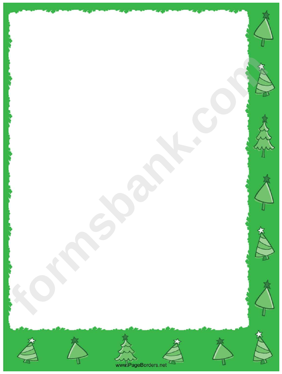 Green Trees Christmas Page Border Template