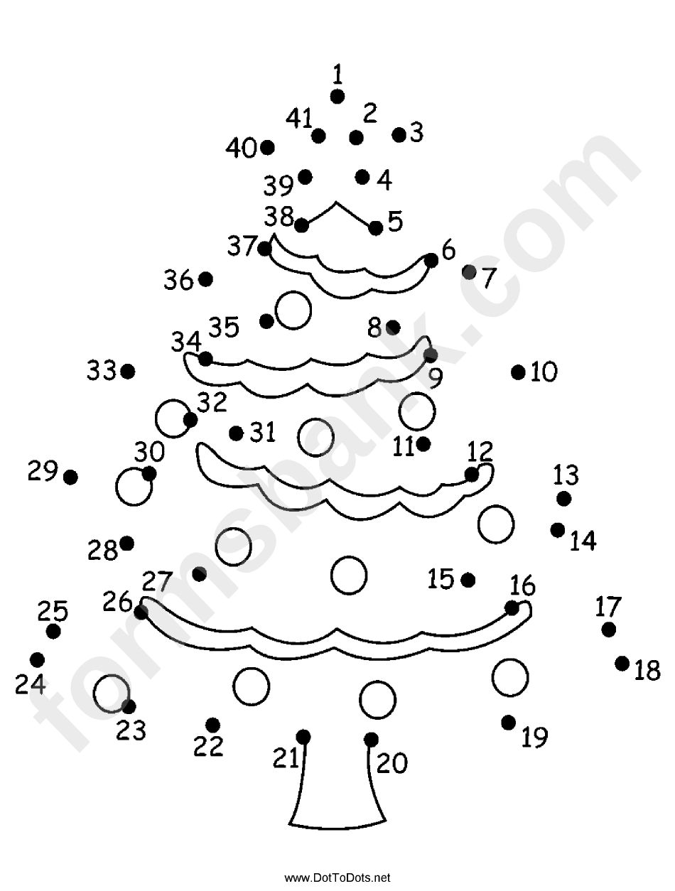 Christmas Tree Dot-To-Dot Sheet