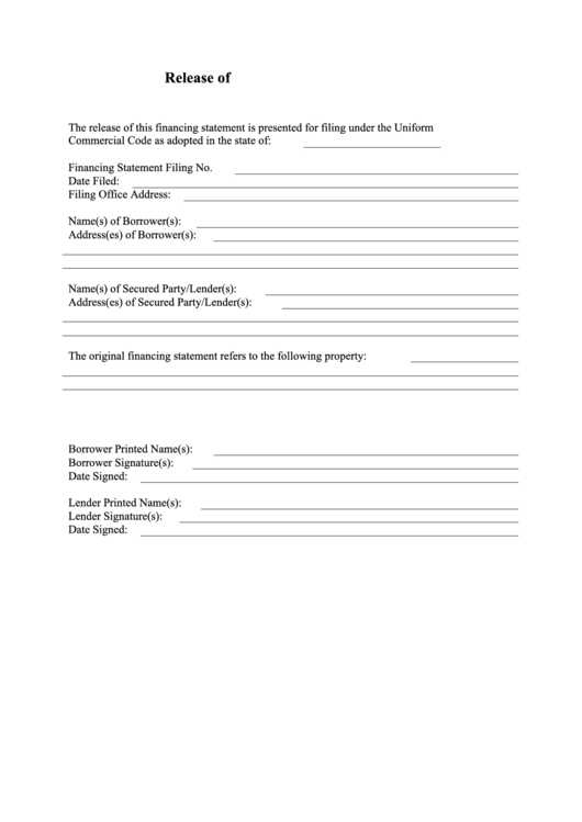 Ucc Financing Statement Form Printable pdf