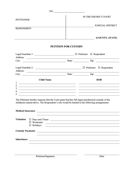 Petition For Custody Form