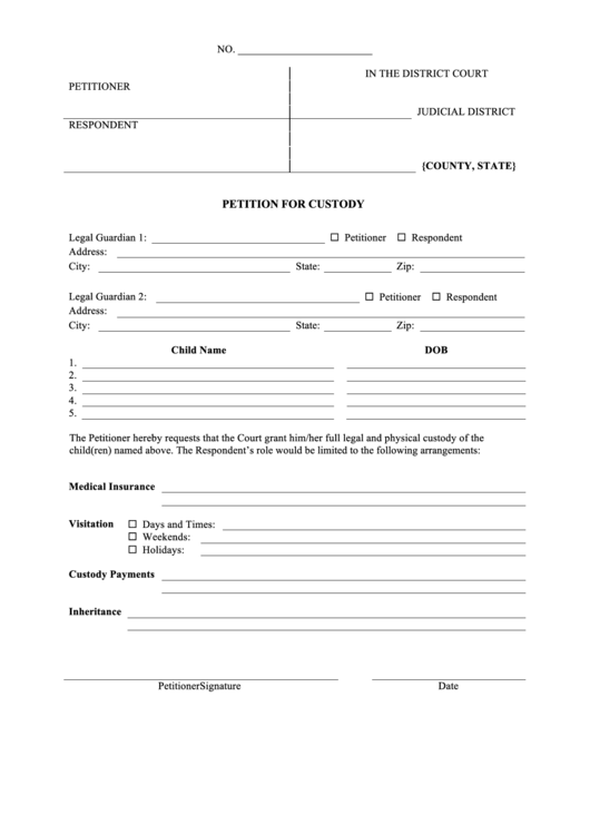 Top Petition For Custody Form Templates Free To Download In PDF Format