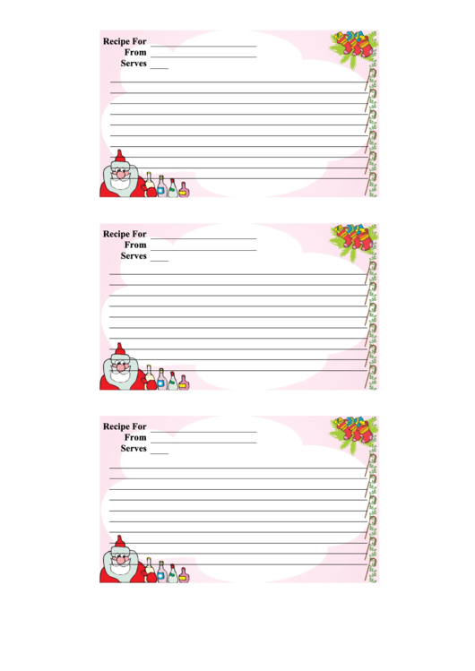 Christmas Recipe Card Template - Pink