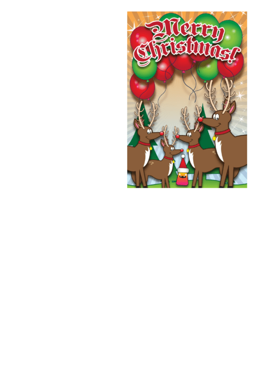 Reindeer Balloons Christmas Card Template Printable pdf