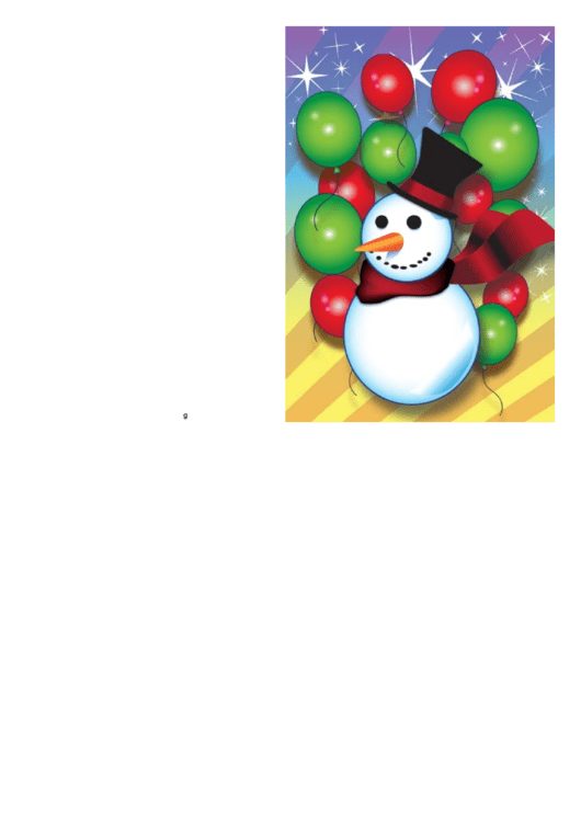 Snowman And Balloons Christmas Card Template Printable pdf