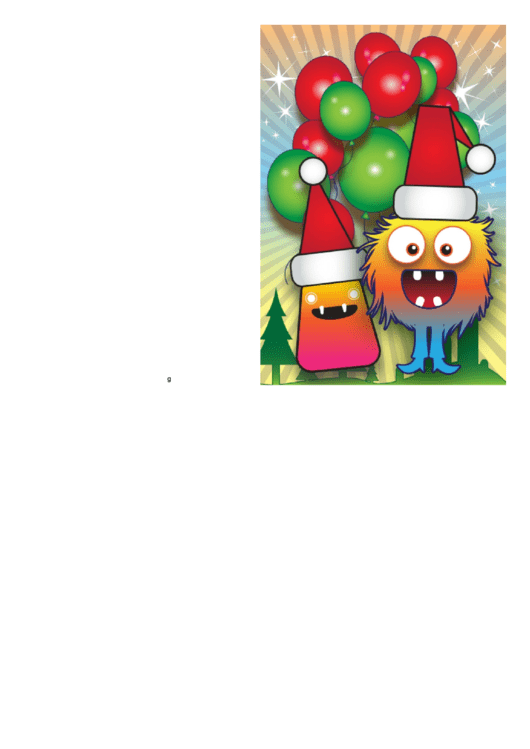 Monsters And Balloons Christmas Card Template Printable pdf