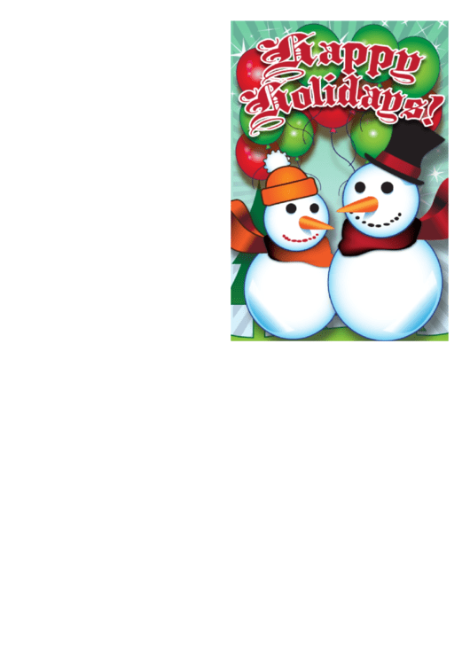 Snowmen Christmas Card Template Printable pdf