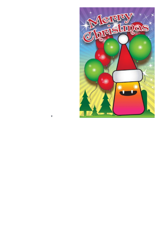 Balloons And Monster Christmas Card Template Printable pdf