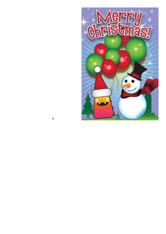 Monster Snowman With Balloons Christmas Card Template Printable pdf