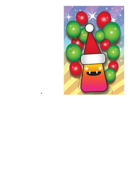 Monster And Balloons Christmas Card Template Printable pdf