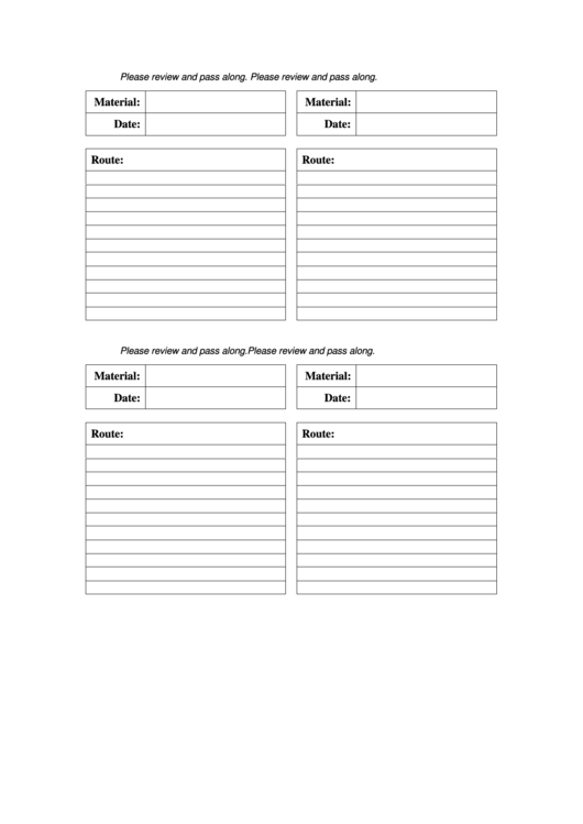 Route Sheet Template printable pdf download