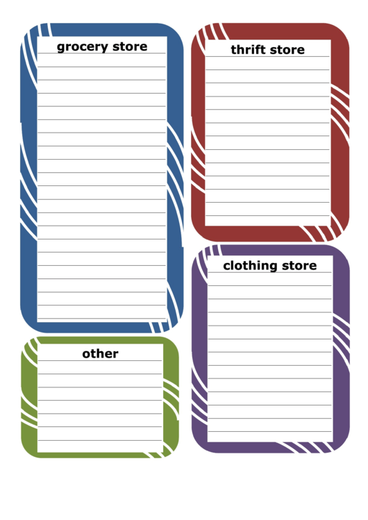 Shopping List Spreadsheet For Multiple Stores Printable pdf