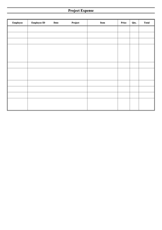 Project Expense Report Template Printable pdf