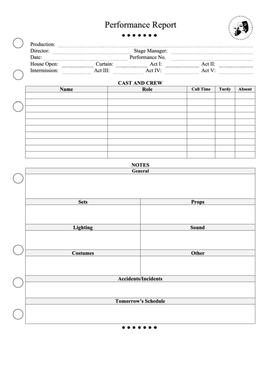Performance Review Template Printable pdf