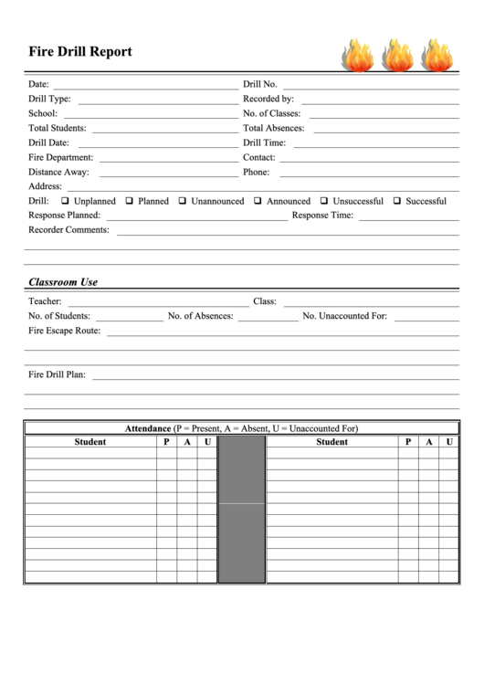 Top 8 Fire Drill Report Form Templates Free To Download In PDF Format
